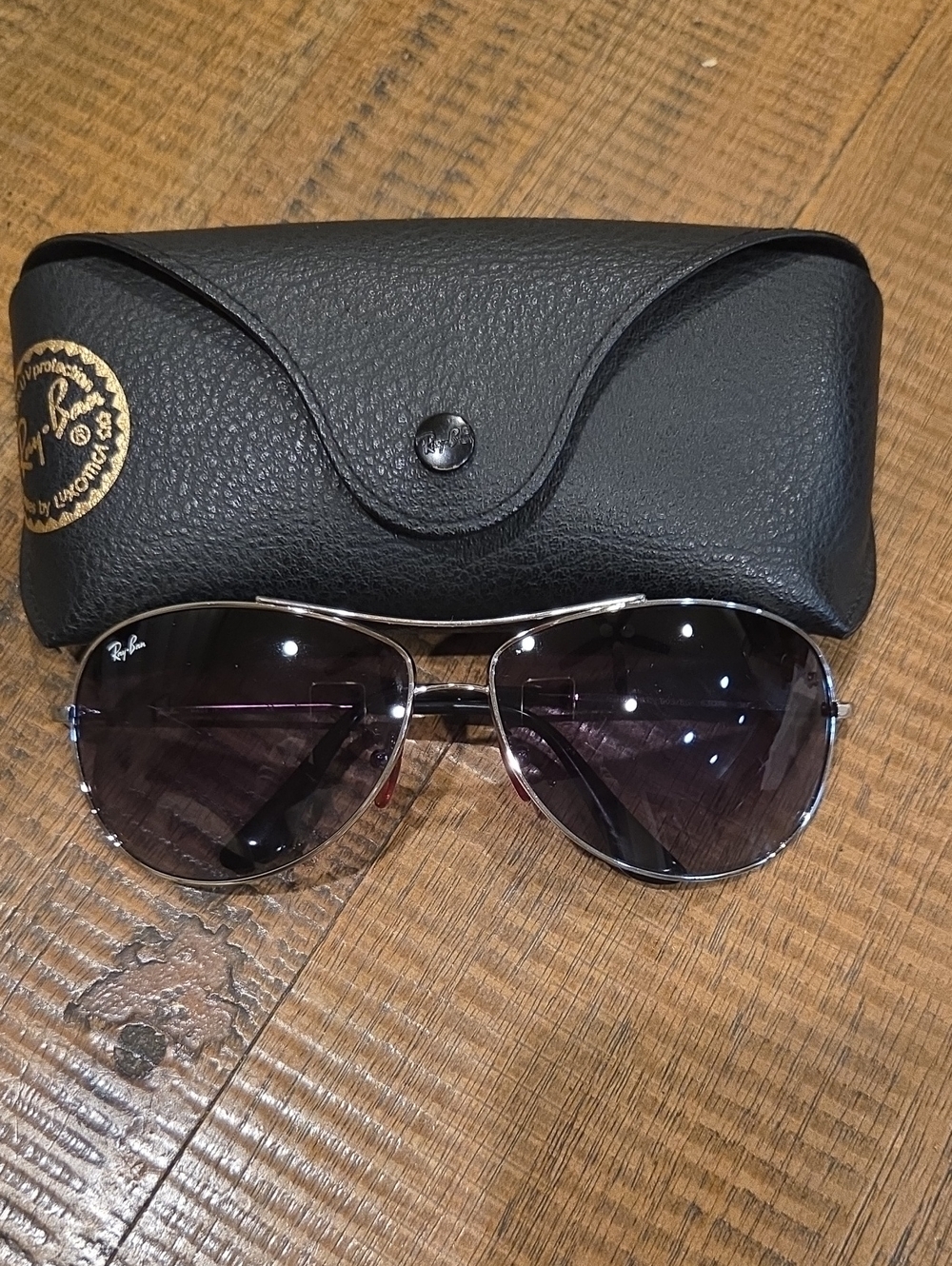 Ray-Ban Silver Frame Sunglasses with Dark Gradient Lenses